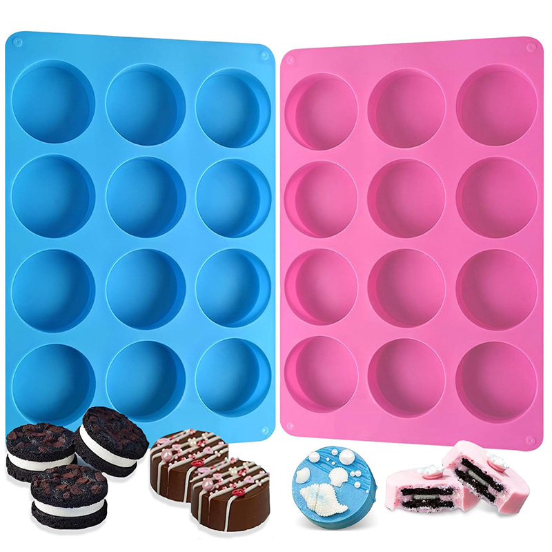 Soap Making Material - Round Silicone Molds 12-Cavity Cylinder Chocolate