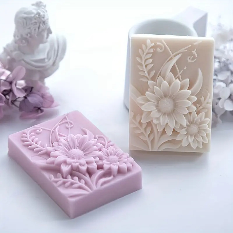 Soap Making Formula - 3D Flower Square Soap Silicone Mold